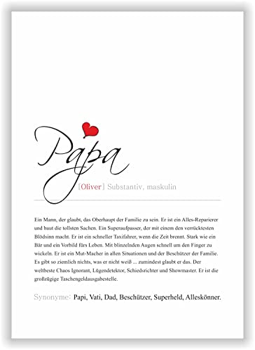 Kunstdruck Synonym Definition Papa Vatertagsgeschenk Geschenk Männer Poster Vater Deko Bild Karte Vatertag - personalisiert mit Name von Papa Kunstdruck Synonym Definition Papa Vatertagsgeschenk Geschenk Männer Poster Vater Deko Bild Karte Vatertag - personalisiert mit Name von Papa von Druck-Geschenk