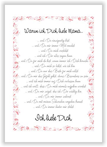 Liebeserklärung Warum ich Dich Liebe Mama Geschenkidee zum Muttertag Geschenk Sohn Tochter Weihnachten Geburtstag, Esszimmer von Druck-Geschenk