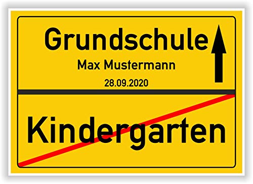 Ortsschild - Bild - Kindergarten - Grundschule - persönliches Geschenk - personalisierte Geschenkidee zur Einschulung mit Name und Datum von Druck-Geschenk