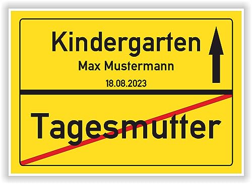 Ortsschild Bild kleine Geschenkidee zum Abschied von der Tagesmutter in den Kindergarten - Geschenk Kinder Party Deko Junge Mädchen Hinweisschild Kita von Druck-Geschenk