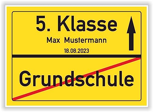 Ortsschild Bild kleine Geschenkidee zur Einschulung von der Grundschule in die 5. Klasse - Geschenkidee Kinder Party Deko Junge Mädchen Hinweisschild Schulwechsel von Druck-Geschenk