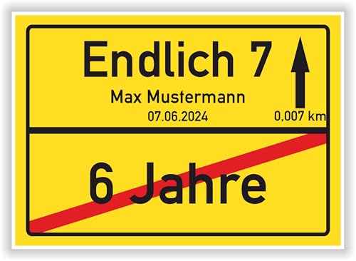 Persönliches Ortsschild 7. Geburtstag mit Name und Datum - Endlich 7 Jahre Dekoration Freund Freundin Geburtstagsparty Sie Geschenkidee Er Geschenke Partydeko Karte von Druck-Geschenk