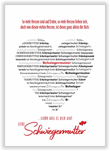 Schwiegermutter - schön dass es Dich gibt Kunstdruck Poster Bild Valentinstag Liebe Danke Geschenk Karte Herzbild Schwiegermütter Geburtstag Wanddeko Deko DIN A4 ohne Rahmen (Schwiegermutter) von Druck-Geschenk