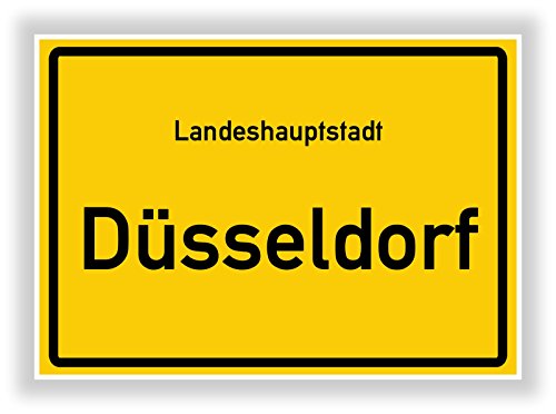 Druck-Geschenk Ortsschild - DÜSSELDORF - Hauptstadt - Landeshauptstadt - Ortseingangsschild Deko Bild - Kunstdruck Poster von Druck-Geschenk