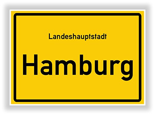 Druck-Geschenk Ortsschild - HAMBURG - Hauptstadt - Landeshauptstadt - Ortseingangsschild Deko Bild - Kunstdruck Poster von Druck-Geschenk