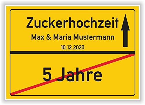 Zuckerhochzeit Geschenk - lustiges Ortsschild 6 Hochzeitstag Geschenkidee personalisiertes Kunstdruck Bild Karte Mann Frau Party Deko von Druck-Geschenk