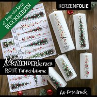 Blockkerzenfolie Advent Rote Tannenbäume, Weihnachtsbaum, Kalenderkerze, Kalender 2 Go, Aquarell, Kerzensticker, Kerzentattoo, Fotodruck Blockkerzenfolie Advent Rote Tannenbäume, Weihnachtsbaum, Kalenderkerze, Kalender 2 Go, Aquarell, Kerzensticker, Kerzentattoo, Fotodruck von DruckBeiDen7Zwergen