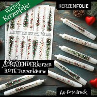 Kerzenfolie Advent Rote Tannenbäume, Weihnachtsbaum, Kalenderkerze, Kalender 2 Go, Aquarell, Kerzensticker, Kerzentattoo, Fotodruck von DruckBeiDen7Zwergen