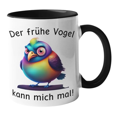 Druckerino Tasse mit Spruch lustig: Der frühe Vogel kann mich mal I Tassen mit Spruch - Kaffeetasse lustige Sprüche I Funny Coffee Cup mit witzigen Sprüchen von Druckerino