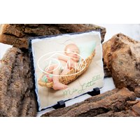 Personalisierte Schiefertafel Mit Eigenem Foto/ Naturschiefer/ Versch. Größen/ Geschenkidee Zur Geburt, Feiertage, Hochzeit von Druckhuette