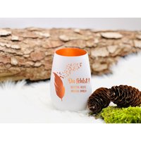 Windlicht/Trauerlicht - Feder Du Fehlst Mit Zusätzlicher Gravur Und Datum, Gedenklicht, Grablicht, Erinnerungslicht, Trauer von Druckhuette