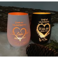 Windlicht - Valentinstag Ich Liebe Dich Personalisierbar Gravur Namen Jahrestag von Druckhuette