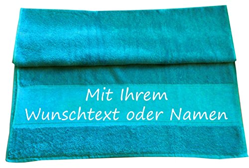 Druckreich Badetuch mit Ihrem Wunschtext oder Namen 140 x 70 cm/Fb. Azur von Druckreich