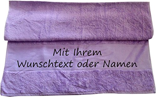 Druckreich Badetuch mit Ihrem Wunschtext oder Namen 140 x 70 cm/Fb. Flieder von Druckreich