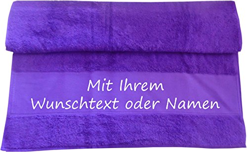 Druckreich Badetuch mit Ihrem Wunschtext oder Namen 140 x 70 cm/Fb. Lila von Druckreich