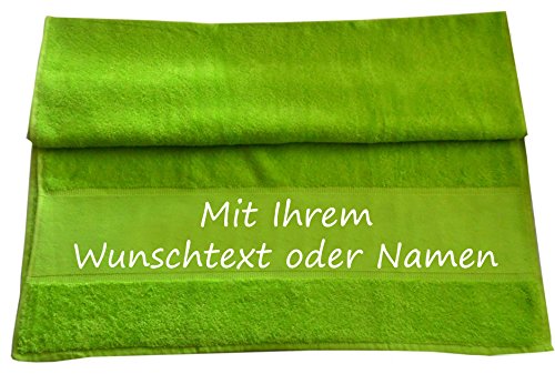 Druckreich Badetuch mit Ihrem Wunschtext oder Namen 140 x 70 cm/Fb. Limegreen von Druckreich