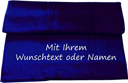 Druckreich Badetuch mit Ihrem Wunschtext oder Namen 140 x 70 cm/Fb. Navy von Druckreich