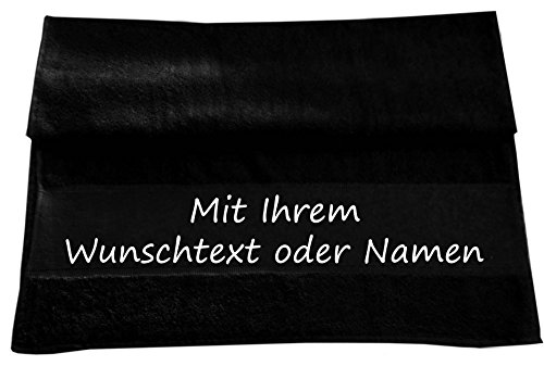 Druckreich Badetuch mit Ihrem Wunschtext oder Namen 140 x 70 cm/Fb. Schwarz von Druckreich