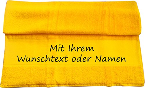 Druckreich Badetuch mit Ihrem Wunschtext oder Namen 140 x 70 cm/Fb. Gelb von Druckreich