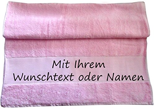 Druckreich Handtuch mit Ihrem Wunschtext oder Namen 100 x 50 cm/Fb. Rosa von Druckreich