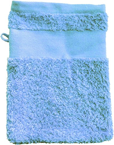 Druckreich Waschhandschuh mit Ihrem Wunschtext oder Namen 21 x 16 cm/Fb. Hellblau von Druckreich