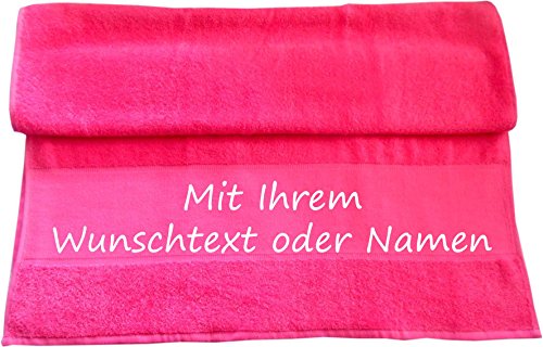 Druckreich Handtuch mit Ihrem Wunschtext oder Namen 100 x 50 cm/Fb. Pink von Druckreich
