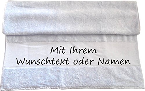 Druckreich Handtuch mit Ihrem Wunschtext oder Namen 100 x 50 cm/Fb. Weiss von Druckreich
