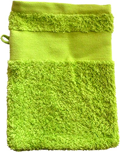 Druckreich Waschhandschuh mit Ihrem Wunschtext oder Namen 21 x 16 cm/Fb. Limegreen von Druckreich