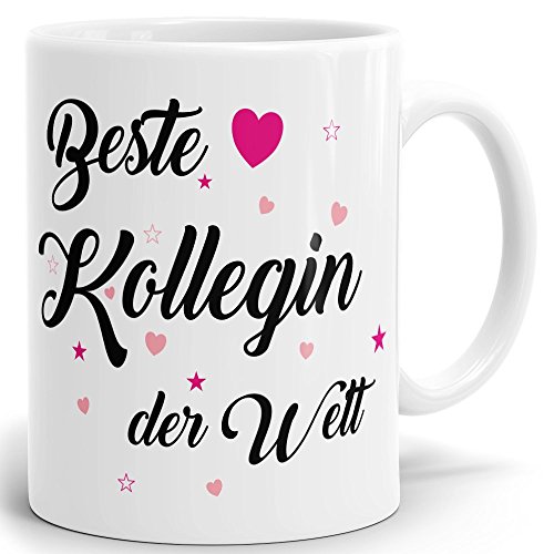 Mugvilla Tasse Beste Kollegin der Welt - Keramikbecher ab 1 Stck. in weiß von Drucksaal von Mugvilla