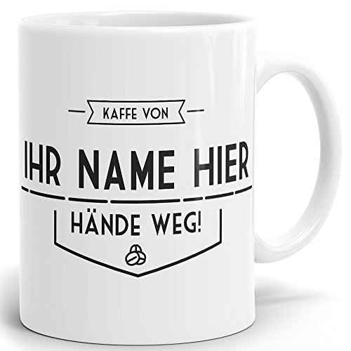 Namenstasse Keramik 0,3L-Tasse-Becher-Kaffeetasse-mit Name-mit Namen individuell und persönlich Motiv Kaffeebohnen Vintage Tasse von Mugvilla