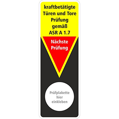 10 x Grundplaketten Prüfplakette zur Prüfung von kraftbetätigte Türen und Tore Prüfung gemäß ASR A 1.7 / 40 x 115 mm von Druckspezialist