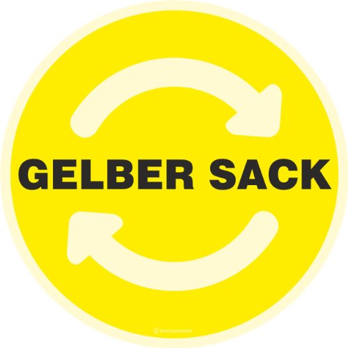 Aufkleber GELBER SACK Mülltonne Abfall Recycling Wertstoffkennzeichnung 20 cm rund von Druckspezialist