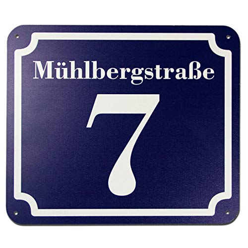 blaues Hausnummer und Straße Schild 2mm Aluverbund, 1-2 Zahlen 20 x 17 cm jetzt selbst gestalten blaues Hausnummer und Straße Schild 2mm Aluverbund, 1-2 Zahlen 20 x 17 cm jetzt selbst gestalten von KDS