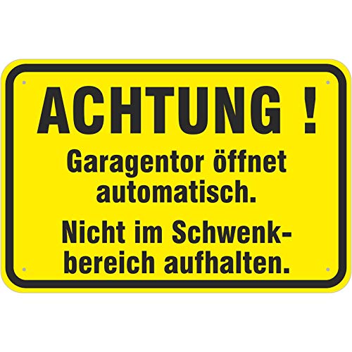 Schild Garagentor öffnet automatisch 300 x 450 mm aus Aluminium-Verbundmaterial 3mm stark von KDS