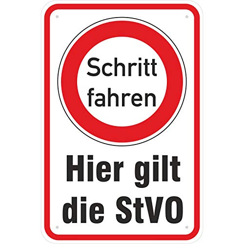Schild "Hier gilt die StVO Schritt fahren" aus Aluminium-Verbundmaterial 3mm stark 20 x 30 cm von KDS