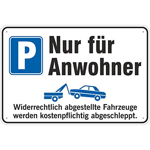 Schild Parkplatz nur für Anwohner 200 x 300 mm aus Aluminium-Verbundmaterial 3mm stark von KDS