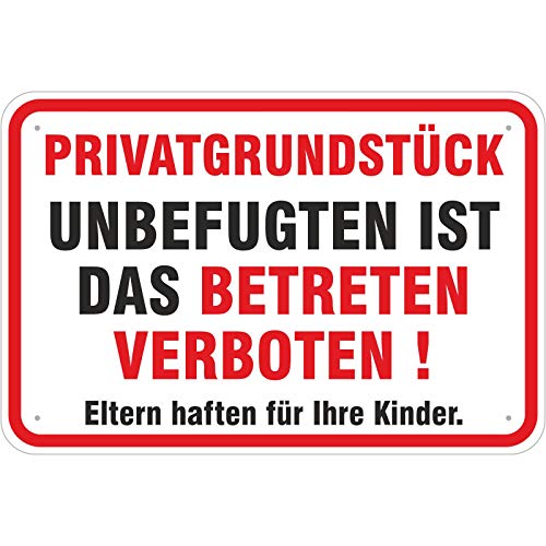 Schild Privatgrundstück ! Unbefugten ist das Betreten verboten! 400 x 600 mm aus Aluminium-Verbundmaterial 3mm stark von KDS