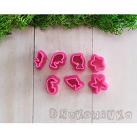 Set Von 7 Süßen Meerestieren Tiere Polymer Clay Ausstecher Mini Miniatur Keks Fondant Handarbeit Hobby Puppenhaus Handwerk von Drukowanko