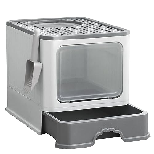 Drumm Katzentoilette 50 x 35 x 38 cm, faltbare Katzentoilette mit Deckel, abnehmbarer Tablett, Schaufel, Bürste, 2 Öffnungen – für große Katzen Drumm Katzentoilette 50 x 35 x 38 cm, faltbare Katzentoilette mit Deckel, abnehmbarer Tablett, Schaufel, Bürste, 2 Öffnungen – für große Katzen von Drumm