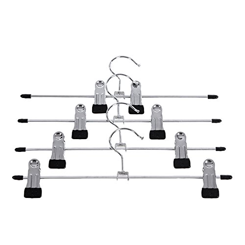 Hosenbügel, 30 Klammerbügel aus Metall, Kleiderbügel mit rutschfesten Clips und 2 Kleiderbügeln aus Eisen, platzsparend, Kleiderhaken um 360 ° drehbar, für Röcke, Kleidung, Socken von Drumm