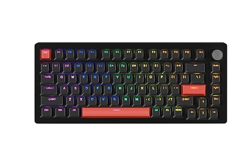 DrunkDeer A75 Rapid Trigger Tastatur Mechanische Gaming PBT Keycap Double Shot 82-Tasten OEM Profil 75% Layout Kompakt USB Verkabelt Schwarz von DrunkDeer