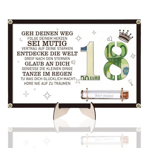 Druuzyl 18. Geburtstag Junge Mädchen Geschenk, Lustiges 18. Geburtstag Geldgeschenke, Coole Geschenkideen zum 18. Geburtstag, 18. Geburtstag Geschenk hölzerne Geldrahmen von Druuzyl