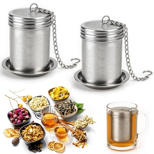 Druuzyl 2 Stück Edelstahl Teesieb für losen Tee - Passend für Tassen & Teekannen, Spülmaschinengeeignet - Hochwertiges Teefilter Sieb mit Feinem Mesh Druuzyl 2 Stück Edelstahl Teesieb für losen Tee - Passend für Tassen & Teekannen, Spülmaschinengeeignet - Hochwertiges Teefilter Sieb mit Feinem Mesh von Druuzyl