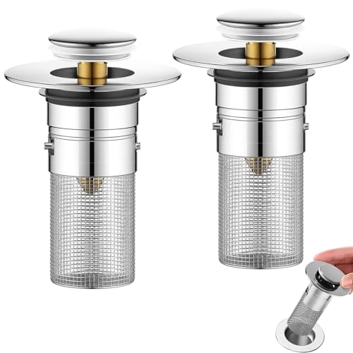 Druuzyl 2 Stücke Waschbeckenstöpsel 34-40mm Universal Edelstahl Pop-up Abflusssieb, Abflusssieb Abflussstopfen, Abflussstopfen Waschbecken mit Haarsieb für Drain Plug on The Worktop Druuzyl 2 Stücke Waschbeckenstöpsel 34-40mm Universal Edelstahl Pop-up Abflusssieb, Abflusssieb Abflussstopfen, Abflussstopfen Waschbecken mit Haarsieb für Drain Plug on The Worktop von Druuzyl