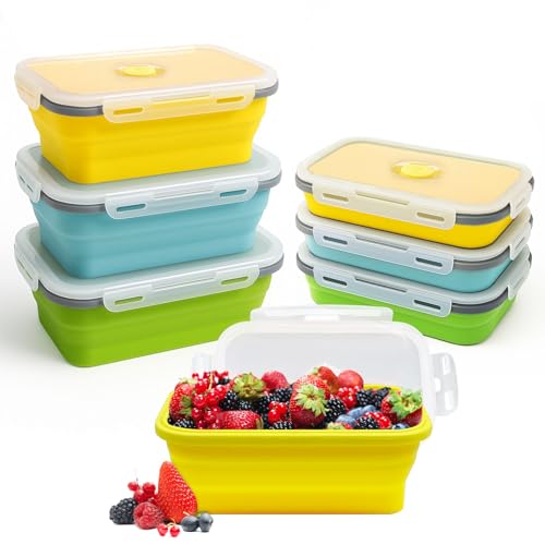 Druuzyl 3 faltbare Silikon-Dosen Set (1200ml) - Frischhaltedosen mit Deckel - Spülmaschinenfest - Für Lebensmittelaufbewahrung, Meal Prep & Bento Box von Druuzyl