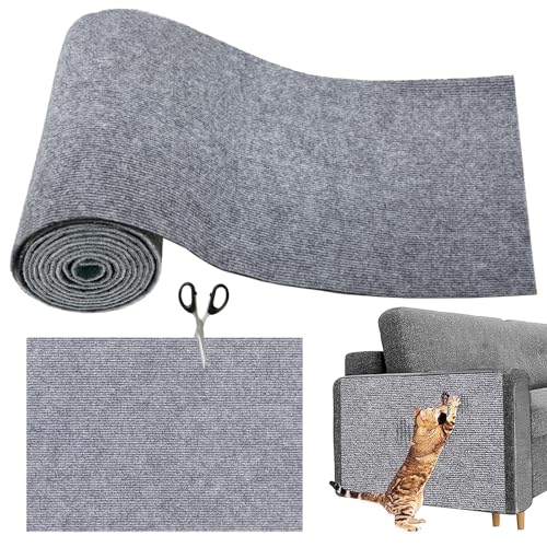 Druuzyl 300x40cm Kratzmatte für Katzen selbstklebend - Kratzschutz Sofa, Möbel & Wände, Graue Kratzmatte mit DIY Griffbrett (Extra Lang, Anti-Kratz von Druuzyl