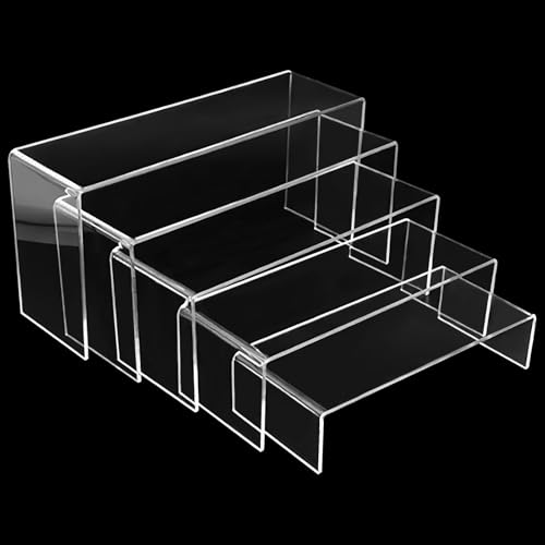 Druuzyl 5 Stück Acryl Displayständer Transparent - Schmuck/Makeup/Pop-Figuren Halterung, Cupcake Dessert Ständer mit Anti-Rutsch Basis, Tischdekoration für Sammlerstücke von Druuzyl