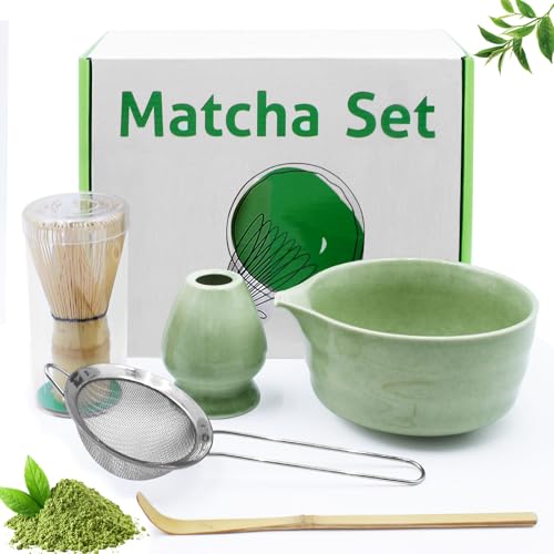 Druuzyl 5er Set Keramisches Matcha-Schalen-Set, Matcha-Schale, Besen, Spatel,Sieb, Besenhalter für die Teezeremonie Druuzyl 5er Set Keramisches Matcha-Schalen-Set, Matcha-Schale, Besen, Spatel,Sieb, Besenhalter für die Teezeremonie von Druuzyl