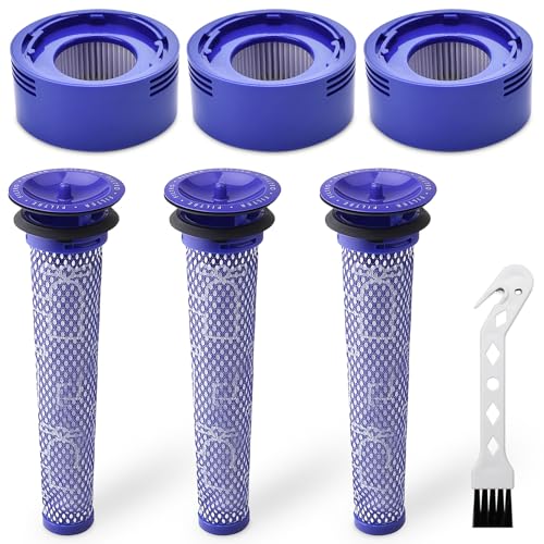 Druuzyl Dyson V8/V7 Ersatzfilter Set - 3X HEPA Nachmotorfilter + 3X Vorfilter - Kompatibel mit Dyson V8/V7 Animal/Absolute (DY-96566101, DY-96747801) von Druuzyl