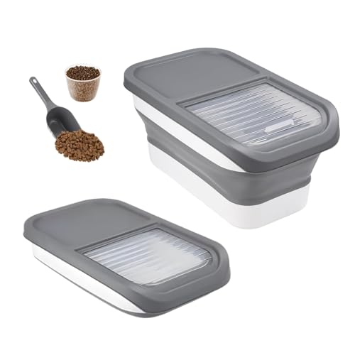 Druuzyl Hundefutter Aufbewahrungsbox 5kg - Faltbarer Futterbehälter für Trockenfutter mit Deckel, Messbecher & Löffel, Luftdicht & BPA-frei, Haustierfutter-Container für Hund/Katze von Druuzyl